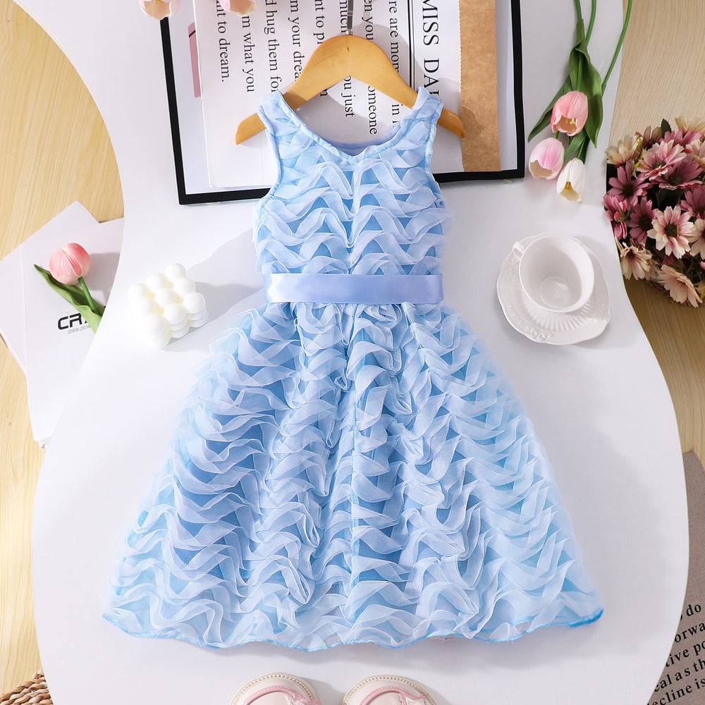 Girls' (toddler) dress, elegant party dress with 3d wavy stripes