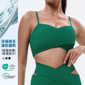 New solid color eco-friendly polyester sports bra for women - running, barely-there feel, fitness tank top with padded bra