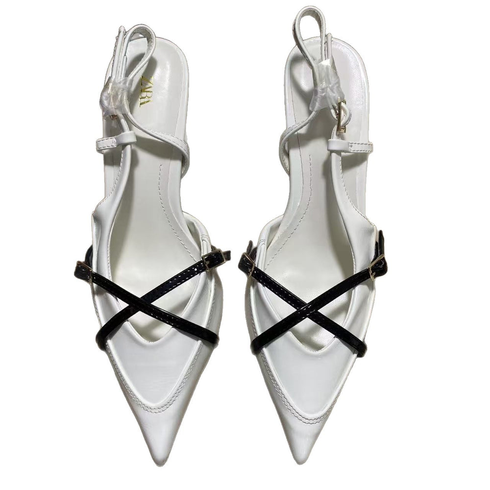 Za2025 spring/summer off-white pointed-toe mules with stiletto heel and closed toe – elegant sandals perfect for pairing with dresses