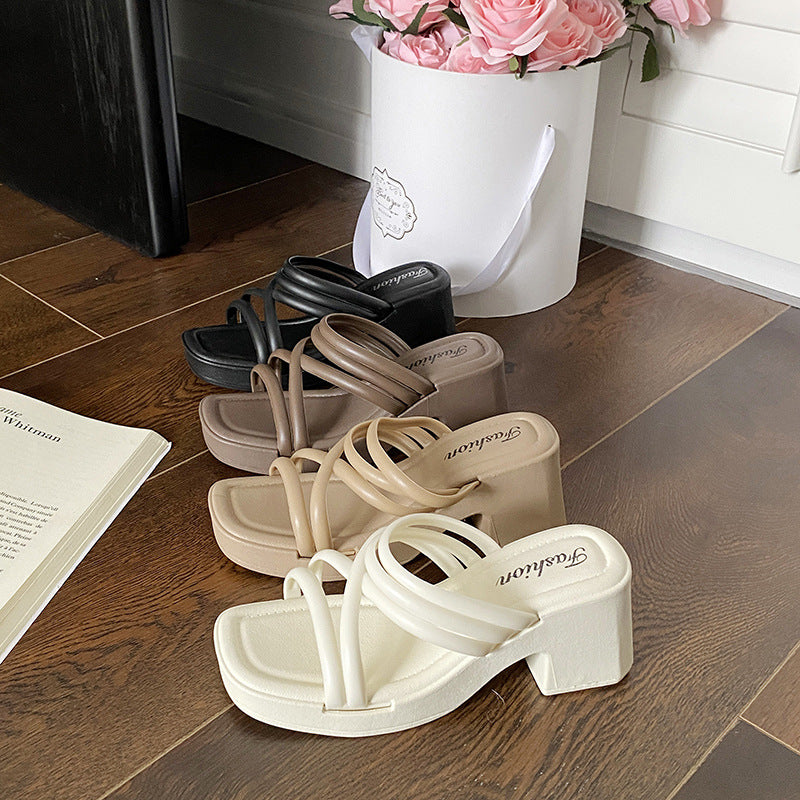 2025 new arrival: hot-selling women's high-heeled slippers - summer outdoor wear, height-increasing, non-slip sandals, fashionable wedge heel women's shoes