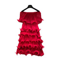 Accessible luxury dopamine ruffles cake skirt elastic women's super hot silm a-line dress classy sense vacation skirt