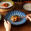 Retro creative kiln irregular ceramic plate stylish high-looking relief hotel restaurant dessert plate western food plate