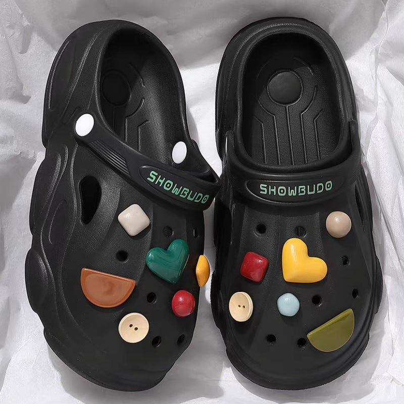 Cartoon nurse clogs women's summer outdoor wear internet celebrity 2024 new non-slipthick sole toe beach sandals