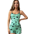 Fashion cross-border pajamas sexy suspender wave shorts pajamas women's summer casual women's home wear heart suit
