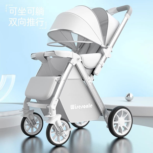 Two-way stroller can sit and lie down folding stroller high landscape 0-3 years old stroller station wagon silent wheel