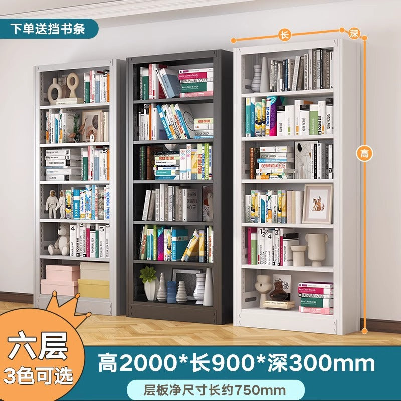 Steel bookshelf storage for home, freely combinable, floor-standing display unit, integrated wall-mounted, multi-tier children's library bookcase
