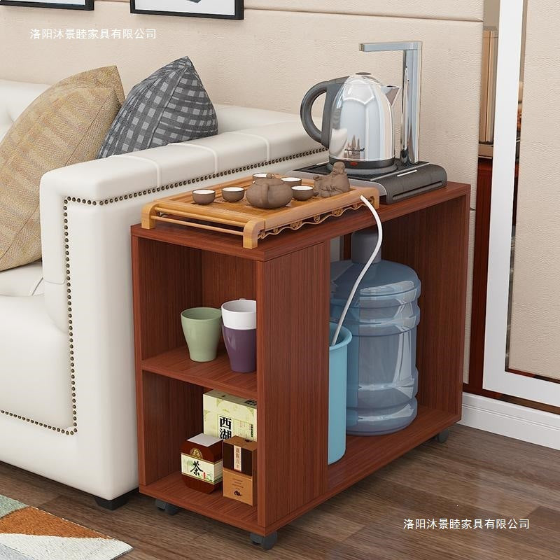Small apartment coffee table, living room mobile tea table with wheels, sofa side table, mobile trolley table, side table