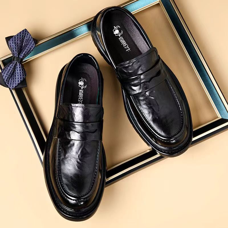 New men's leather shoes - slip-on style, perfect for business, weddings, interviews, and casual wear. featuring a comfortable, thick sole and a classic british design