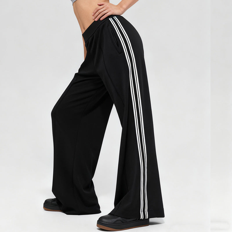 fall/winter new modal air layer anti-pilling white stripe draped loose wide-leg casual sports pants for women