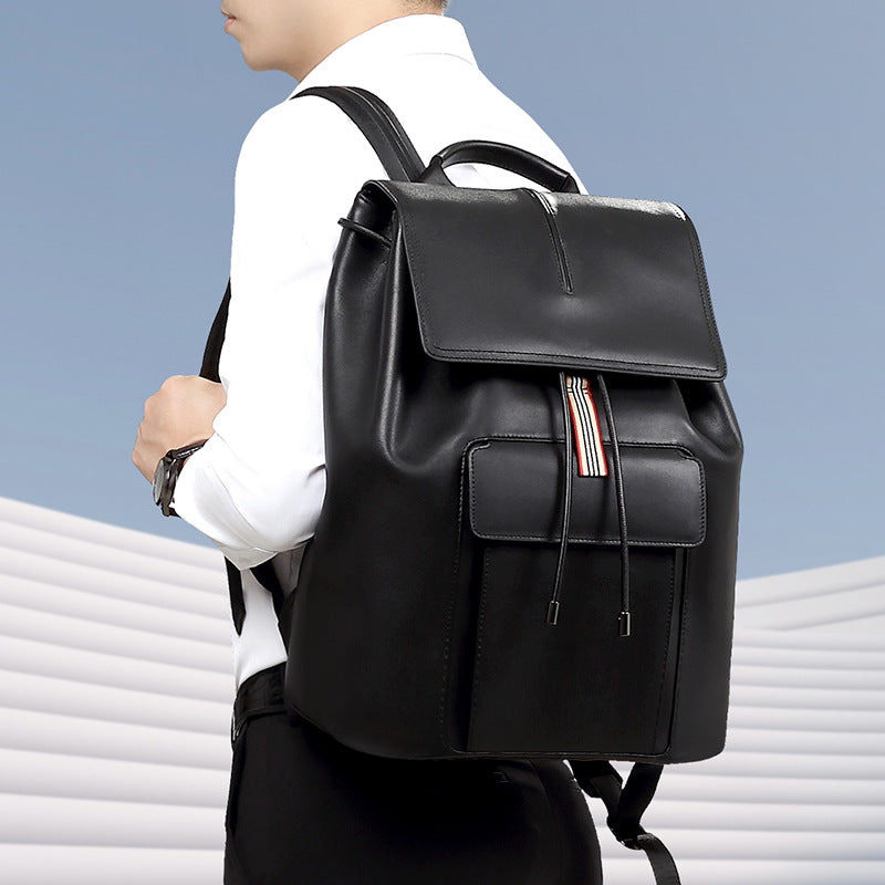 New leather men's bag fashion casual men's backpack large capacity waterproof computer bag first layer cowhide backpack