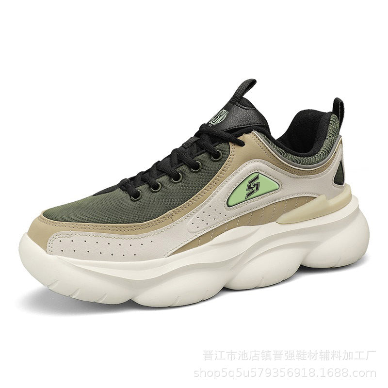 S standard retro style panda shoes leather surface thick sole shock absorption sports running shoes trendy versatile casual dad trendy shoes generation