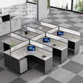 6-person office desk and chair set - minimalist modern office cubicle system with individual workstations and 4-seat partitioned computer desks