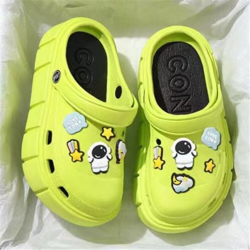 2024 new clogs: chunky platform, height increasing, non-slip, durable, beach-ready, cute cartoon, breathable, closed-toe sandals & slippers for women - summer collection
