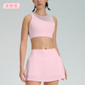 new arrival sports short skirt suitfashion tape tennis pleated skirt women's fake two-piece quick-drying high waist yoga short skirt