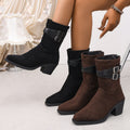 plus sizefall and winternew best selling round toe thick heel slimming look british style women's easiest for match soft bottom buckle bootscasual