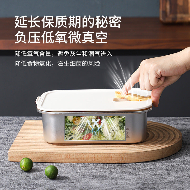 portable 304 stainless steel fruit and vegetable fresh-keeping lunch box large-capacity sealed combination with lid