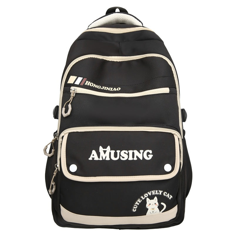 New simple backpack trend retro college style junior high school student schoolbag large capacity travel computer backpack