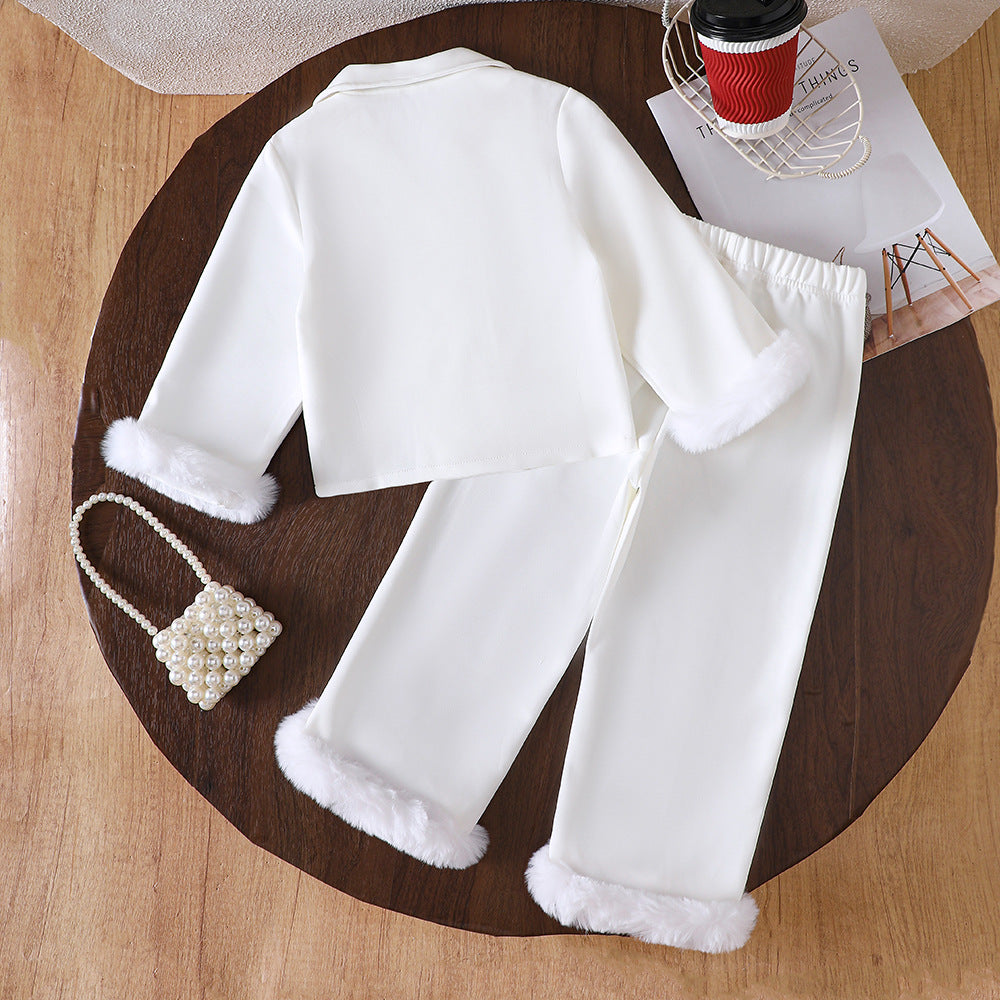 export children's clothing, new products for children, girls, spring, fall and winter, lapel outwearpantssuit