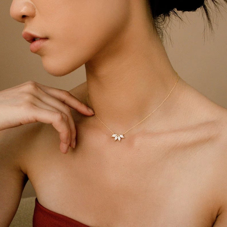 foreign trade jewelry single-layer double-layer golden cross chain zircon crystal glass pendant women's necklace wholesale