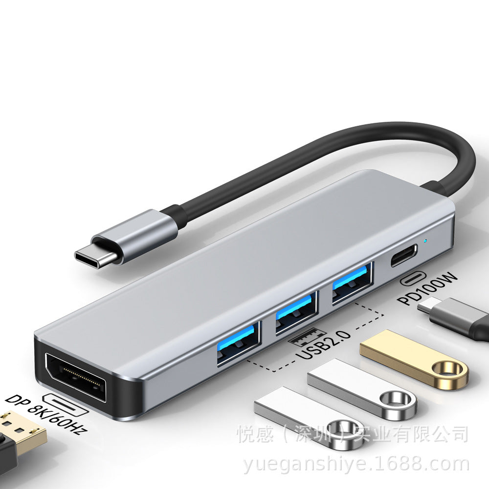 Type-c docking station hub3.24k60hz one-click screen-off notebook 7-in-1 docking station with multiple interfaces