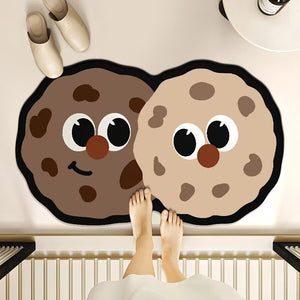 Cookie-shaped diatomaceous earth bath mat - cute cartoon design, absorbent, quick-drying, non-slip floor mat for home bathroom