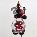 Chinese style summer women's dragon print short sleeve slim-fit mandarin collar dress - elegant & chic - ozon export