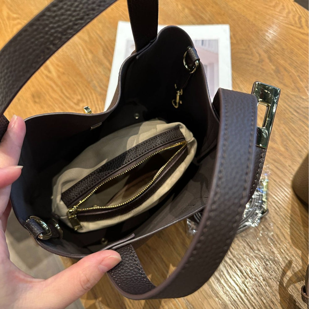 First-layer cowhide 2025new arrival vegetable basket bag large capacity bucket bag tote bag shoulder hand-carry cross-body bag for women