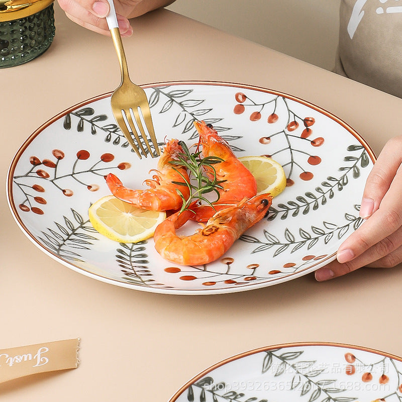 European-style light luxury banquet plating plates, restaurant artistic western dinner plates, pasta flat plates, ceramic american dinner plates, home-use steak plates