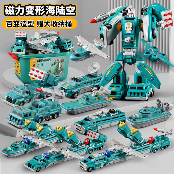 Children's building block magnetic splicing toy boy assembly model construction car deformation boy King Kong robot parent-child