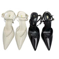 Za2025spring new product patent leather effect strap pointed toe high heel open heel stiletto mule shoes toe cap back hollow sandals