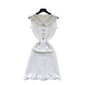 K-stylecasual celebrity sleeveless knittingdress women's summer fungus edge niche style young lady beautiful mid length skirt