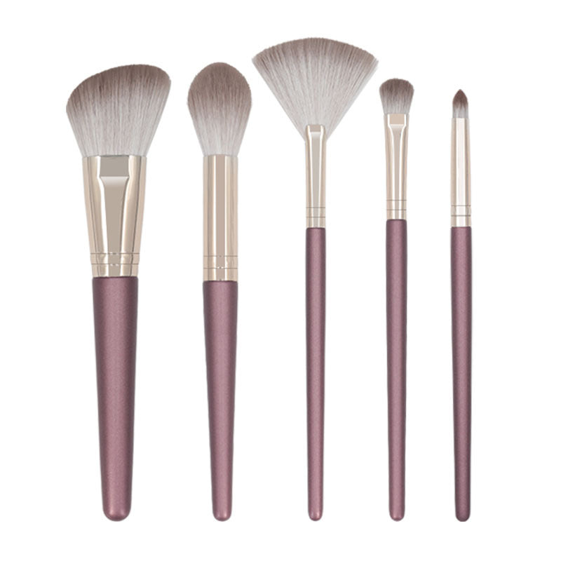 Beginner's wooden handle makeup brush set - complete beauty tool kit with blush, eyeshadow, foundation, and other brushes