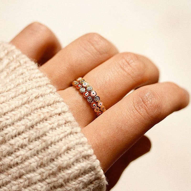 Ring set wholesale cross-border niche high-end gold-plated diamond closed hand jewelry women's light luxury exaggerated accessories finger ring