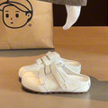 Thick sole birkenstock shoes toe half slippers women's summer outwear 2026new arrivaleasiest for matchretro slip-on lazy white shoes