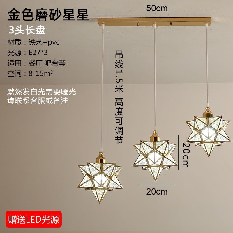 Accessible luxury restaurant chandelier three-head modern casual bar art dining table small chandelier scandinavian creative popular crystal lamp