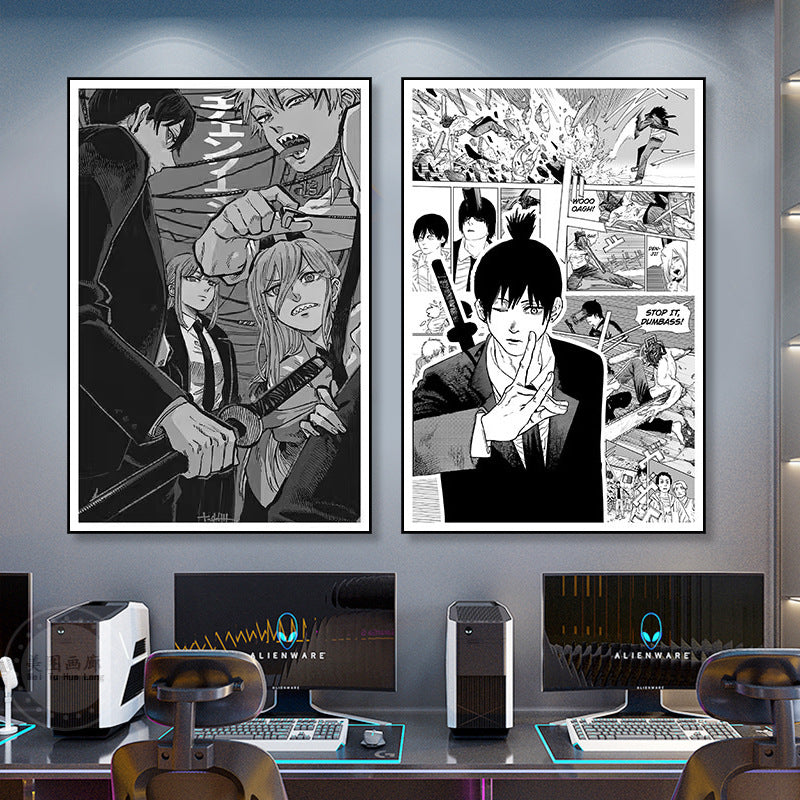 Chainsaw Man Decorative Painting Dianji Hayakawa Autumn Chainsaw Man Poster Hanging Painting E-sports Room Bedroom Anime Second Dimensional Mural