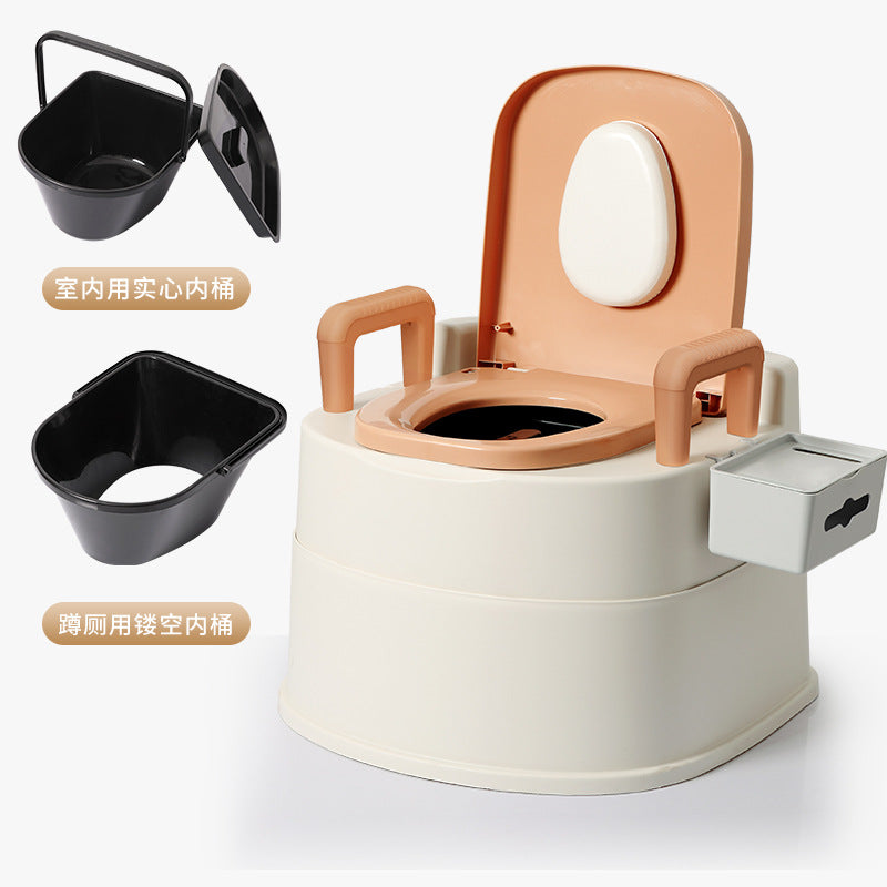 Household adult portable toilet for seniors, pregnant women, and the disabled - indoor commode chair/toilet stool