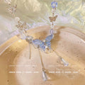 Ins style heavy industry blue crystal butterfly necklace for women 2026 new niche accessible luxury super fairy clavicle chain accessories