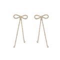 Wholesale new arrival cross-border bowknot rhinestone jewelry exaggerated fashion tassel light luxury earrings alloy stud earrings for women