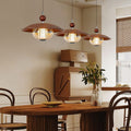 Vintage-inspired restaurant pendant light, full spectrum eye protection bar counter lamp, retro high-end walnut wood grain nostalgic dining table chandelier
