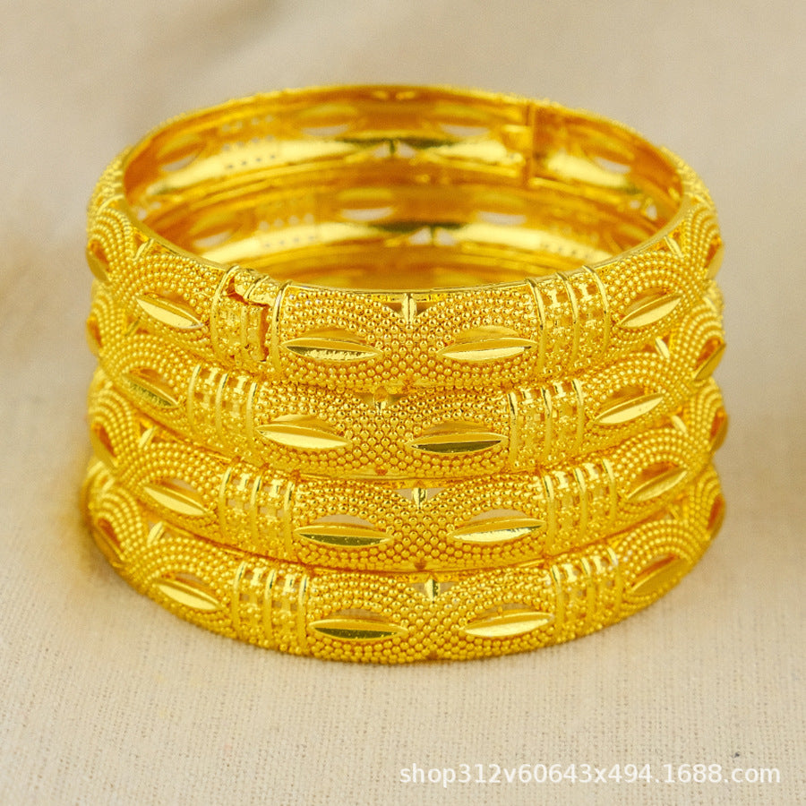Middle eastern 24k gold plated women's bangle luxury jewelry gift designer indian bracelet african arabian wedding