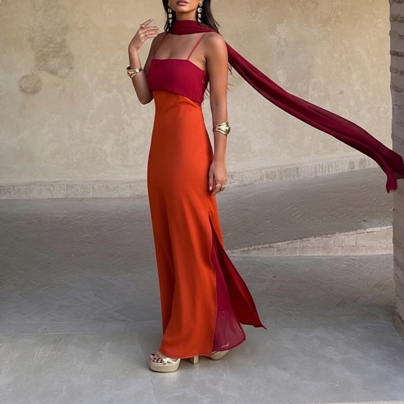 summer new women's fashion: european & american style cross-border dress - elegant and stylish a-line dress with waist-cinching ribbon detail