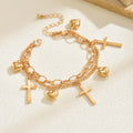 European and american cross-border personalized minimalist alloy cross & heart pendant chain bracelet - light luxury, high-end layering jewelry