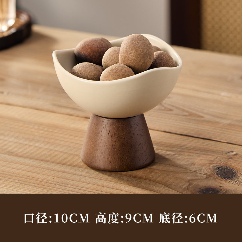 Japanese creative stoneware dessert cup dessert bowl ice cream cup tall flying saucer bottom seat afternoon tea snack plate