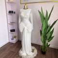 European and american cross-border women's fashion:  early spring new arrival - solid color long sleeve crew neck bandeau bodycon elegant maxi dress