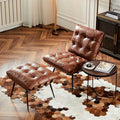 Scandinavian balcony casual genuine leather sofa chair living room for home casual chair urban retro single sofa lazy sofa
