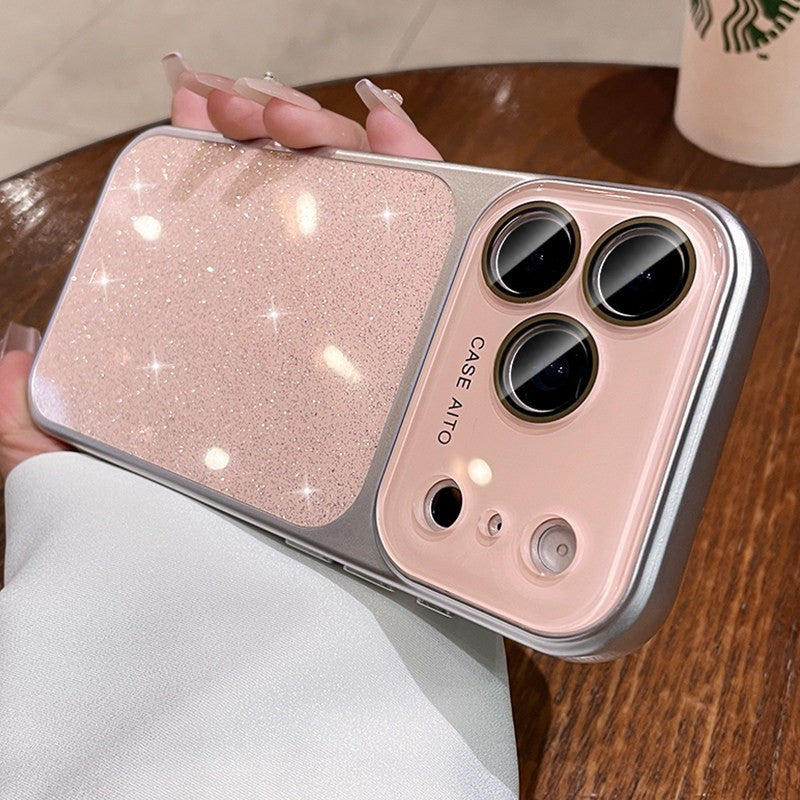 Crystal lens large window gradient glitter suitable for iphone17promax mobile phone case apple 15 high-end case