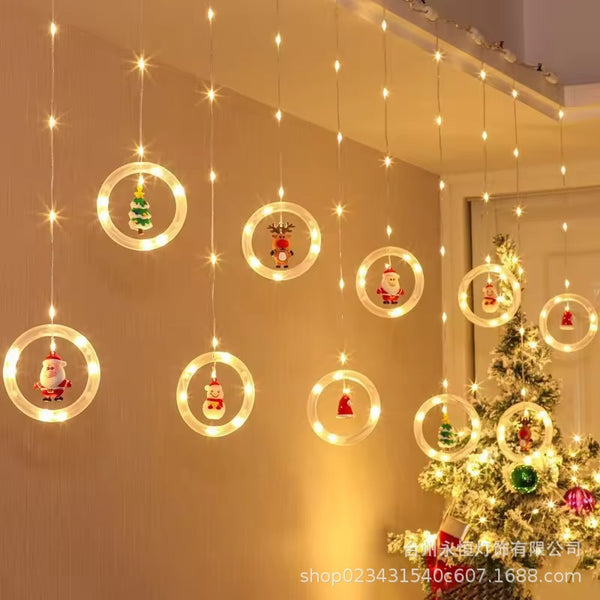 Cross-border new products led custom wishing ball ring Santa decoration curtain light Christmas tree pendant atmosphere ice