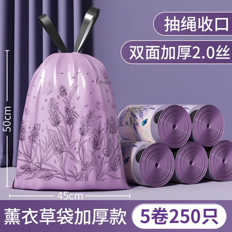 Lavender scented, tear-resistant drawstring trash bags - thickened, hands-free, automatic closure, perfect for home and dorm use