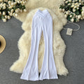 Popular ins wear casual pants for women niche style popular high waist silm micro flare pants sexy show figure yoga pants